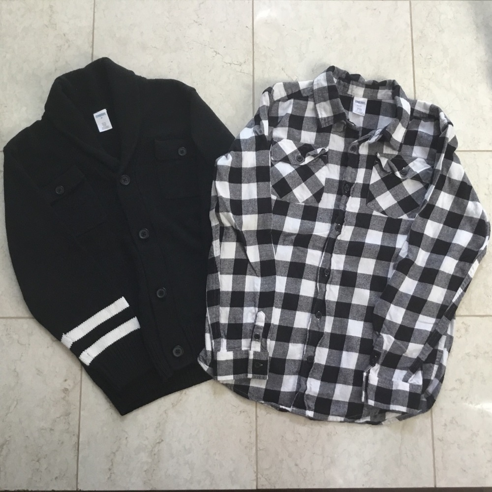 GYMBOREE black cream Flannel shirt & cardigan 10 M